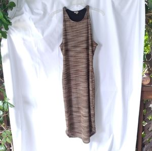 Ecote Dress Womens Size L Bodycon Midi Razorback Gold Bronze Shimmer Beach